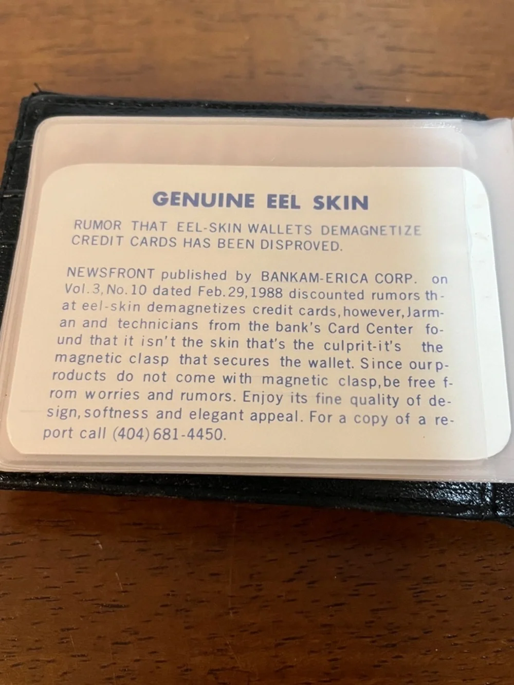 Men's Black Eel Skin Bifold Wallet - Smooth Finish